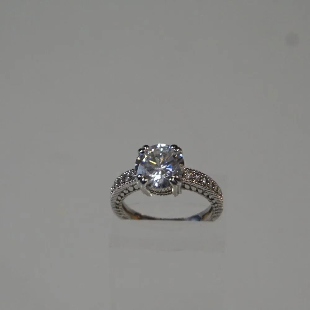 Engagement Ring Princess Cut Cubic Zirconia Size 9 Ring Solitaire Baguette